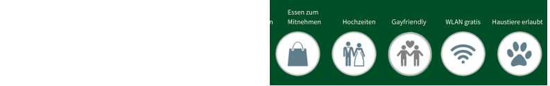 Barrierefrei Catering Klimatisiert Gastgarten Private Veranstaltungen Essen zum Mitnehmen Hochzeiten WLAN gratis Haustiere erlaubt Gayfriendly